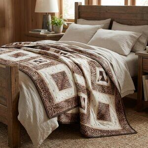 Handcrafted Cheetah Feathers Lap Quilt